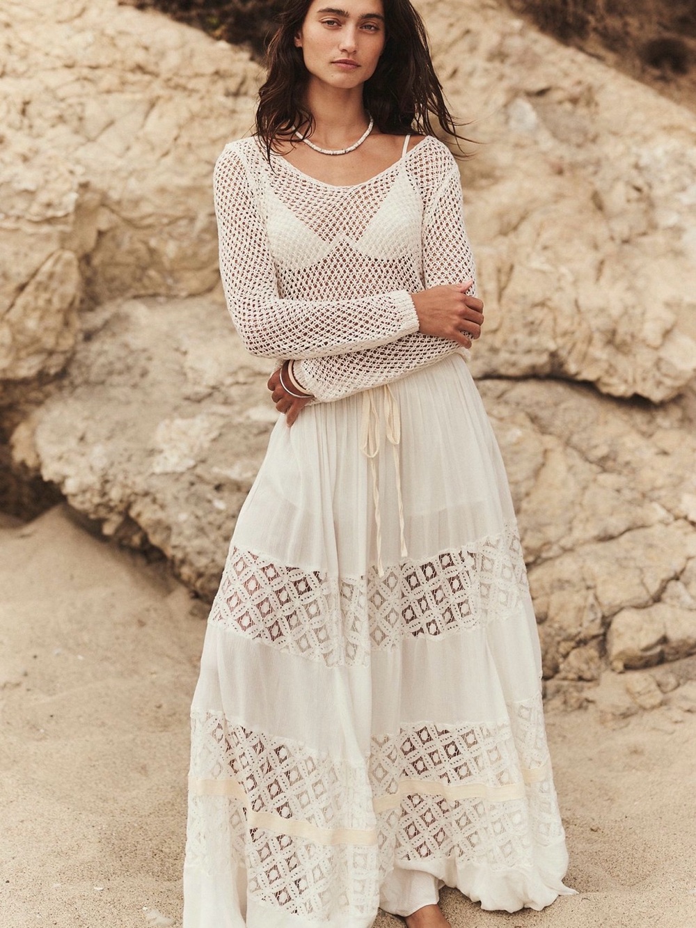 NWOT Free People Swept Away Maxi Skirt